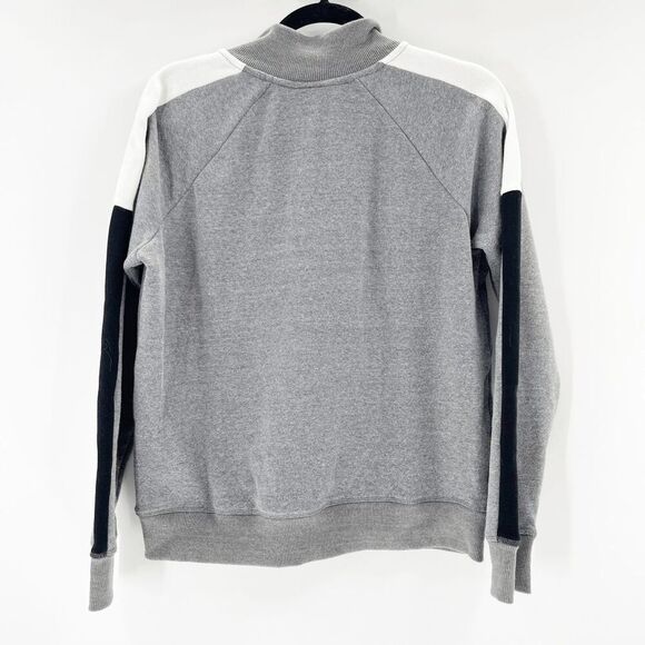 Reebok Womens Sweatshirt Size L Gray Black Colorblock 1/4 Zip Logo Pullover - Picture 3 of 4